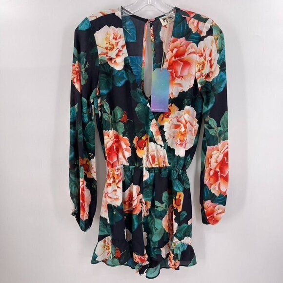 Show Me Your Mumu Size XS Blue Multi Rocky Rose Floral LS One Piece Jumpsuit - Picture 1 of 8